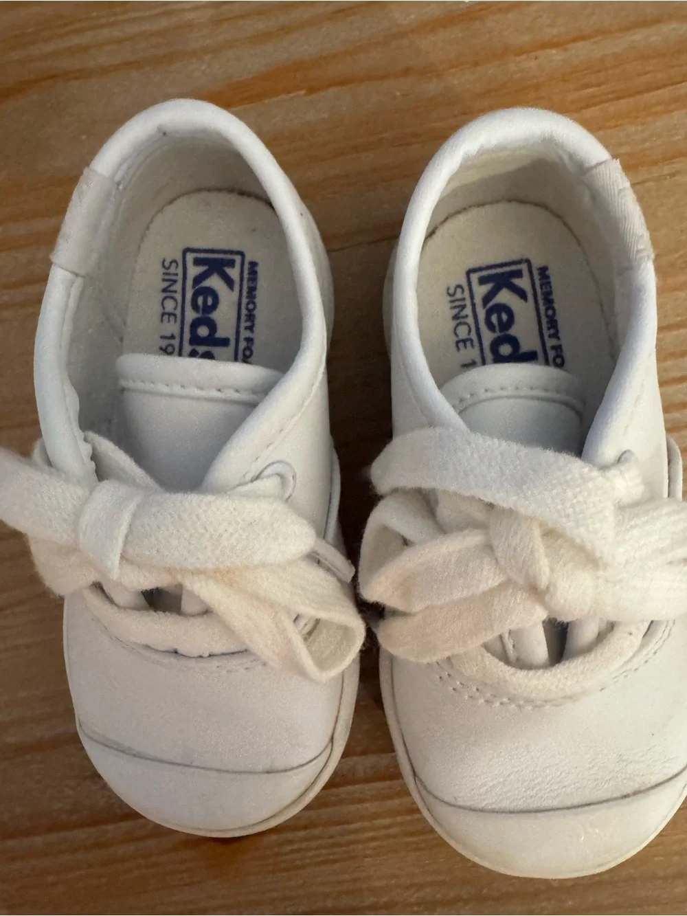 Keds White Baby Canvas Lace-Up Sneakers